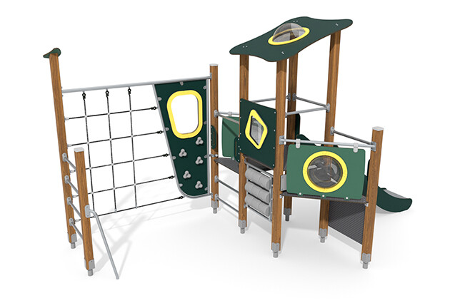 Spielturm - ECO einzelner Turm Kletterbahn grün