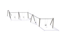 Schaukel - Gestell mehrwinkelig Eiche und Stahl sechs klassische mit Bügeln H 2,4m